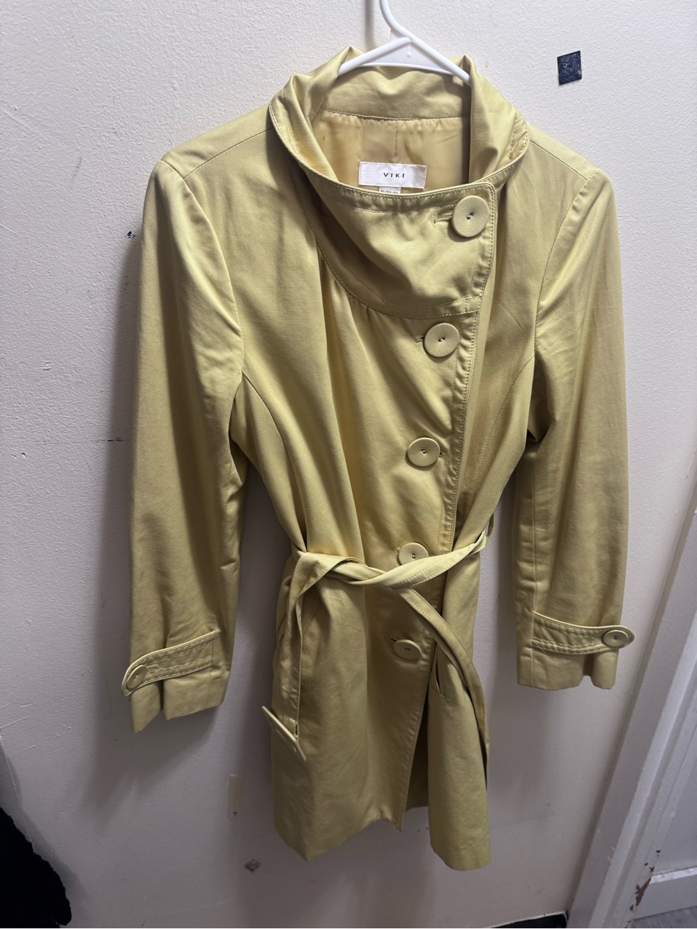 Women's Light Yellow Trench Coat with Belt size medium